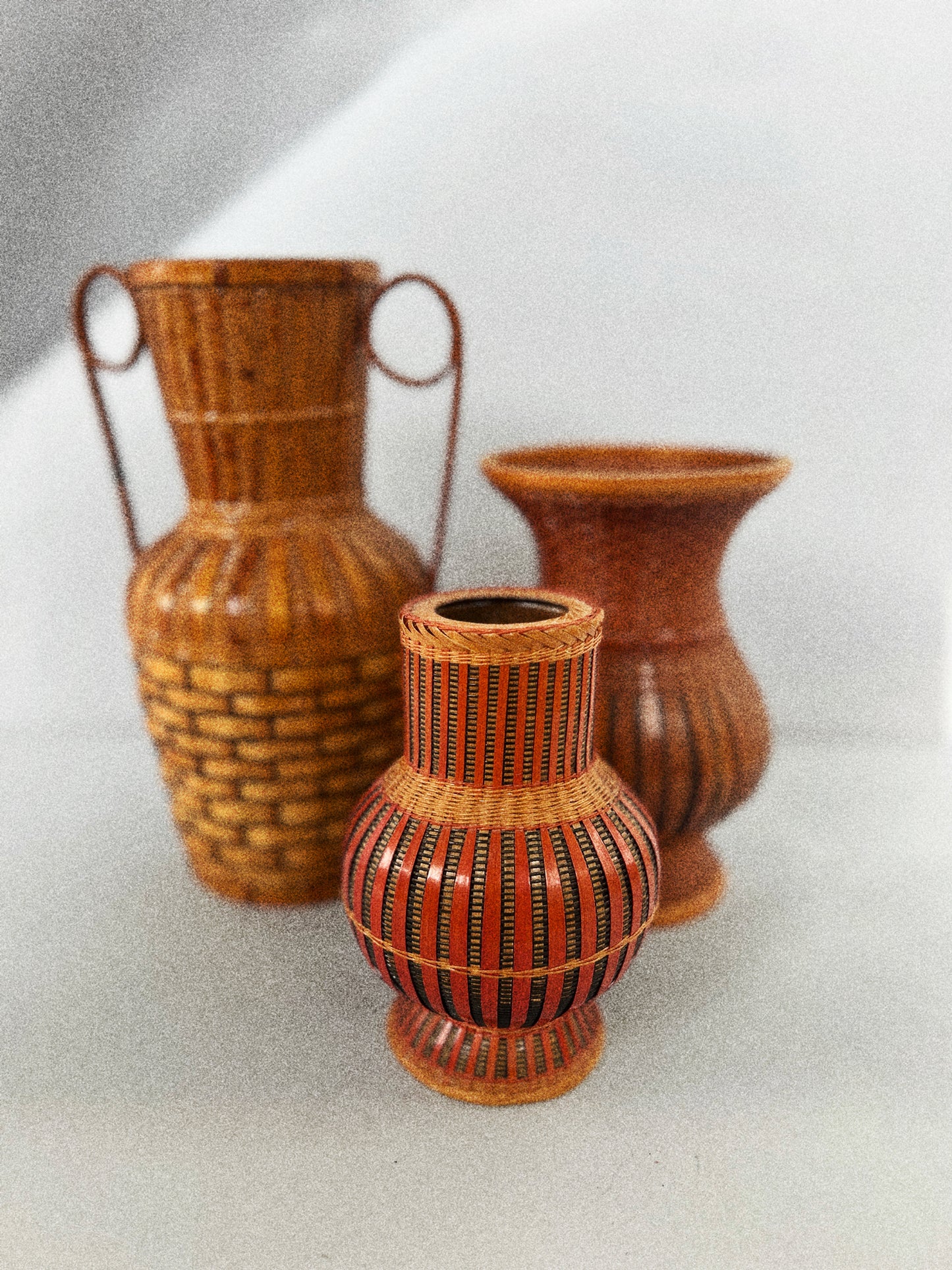 Woven , Medium Sized rattan vase with ceramic lining