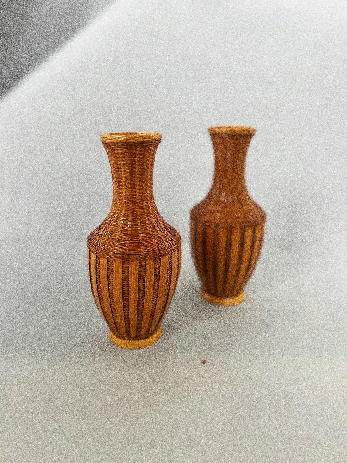 Woven Pair of Wicker Vases
