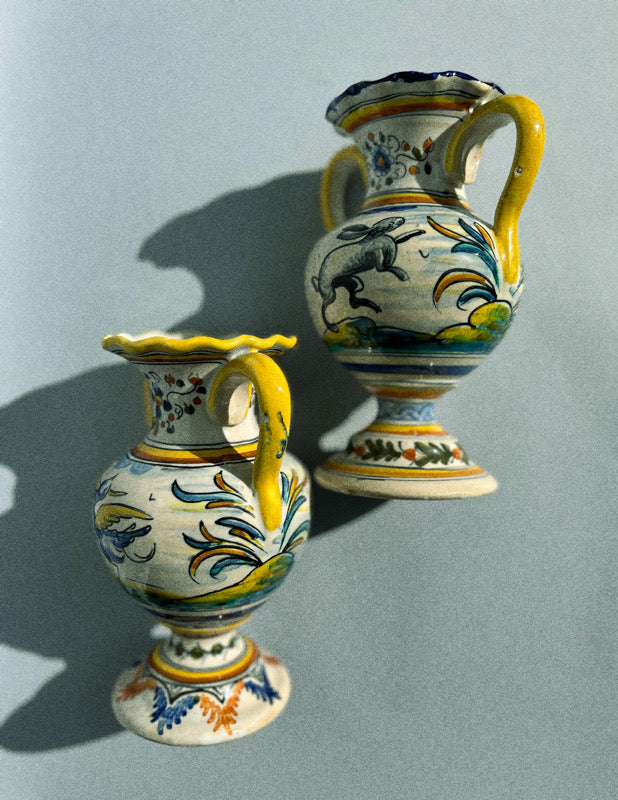 Ceramic Talavera Pottery , Pair of Double Urn Vases