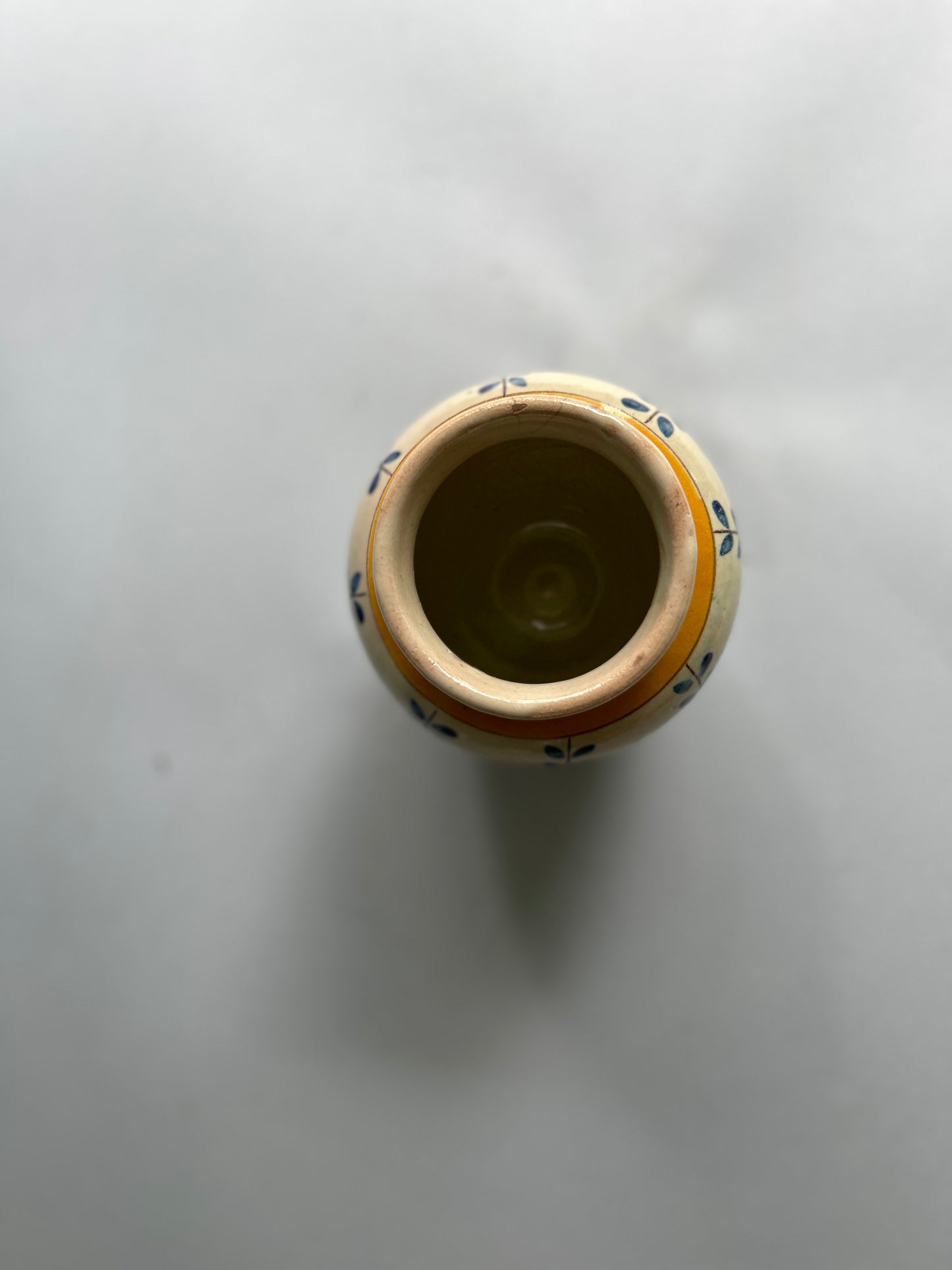 Ceramic, Vintage Portuguese Hand painted Floral Vase