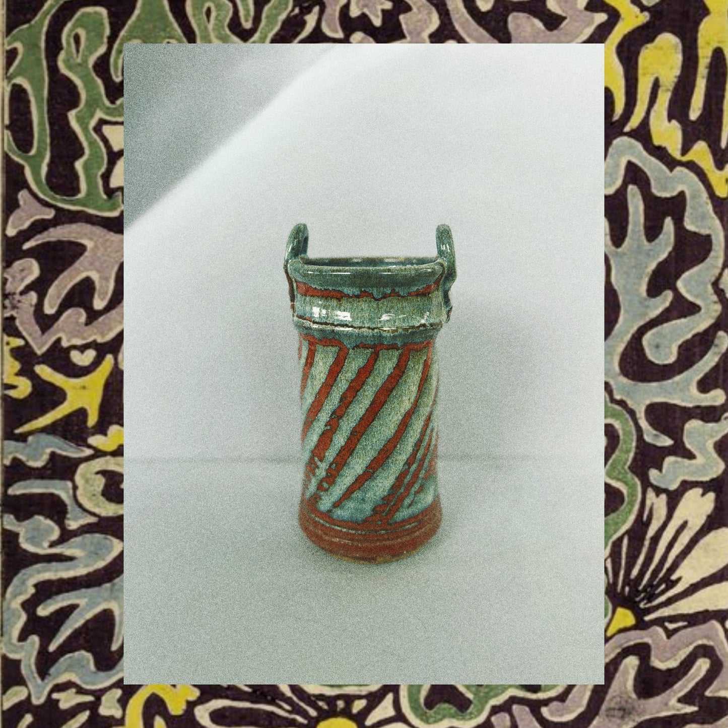 Ceramic Teal and Brown Vase