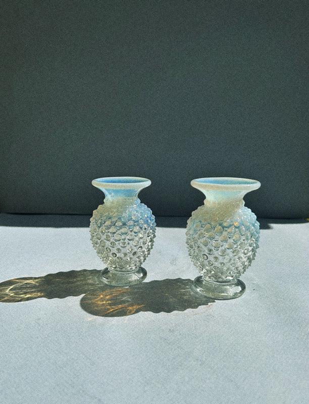 Glass Vase, Vintage Hobnail Opalescent Glass Vases